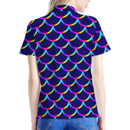 Mermaid Scales Pattern Print Women's Polo Shirt