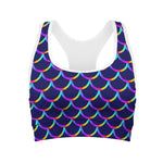Mermaid Scales Pattern Print Women's Sports Bra