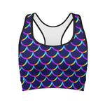 Mermaid Scales Pattern Print Women's Sports Bra