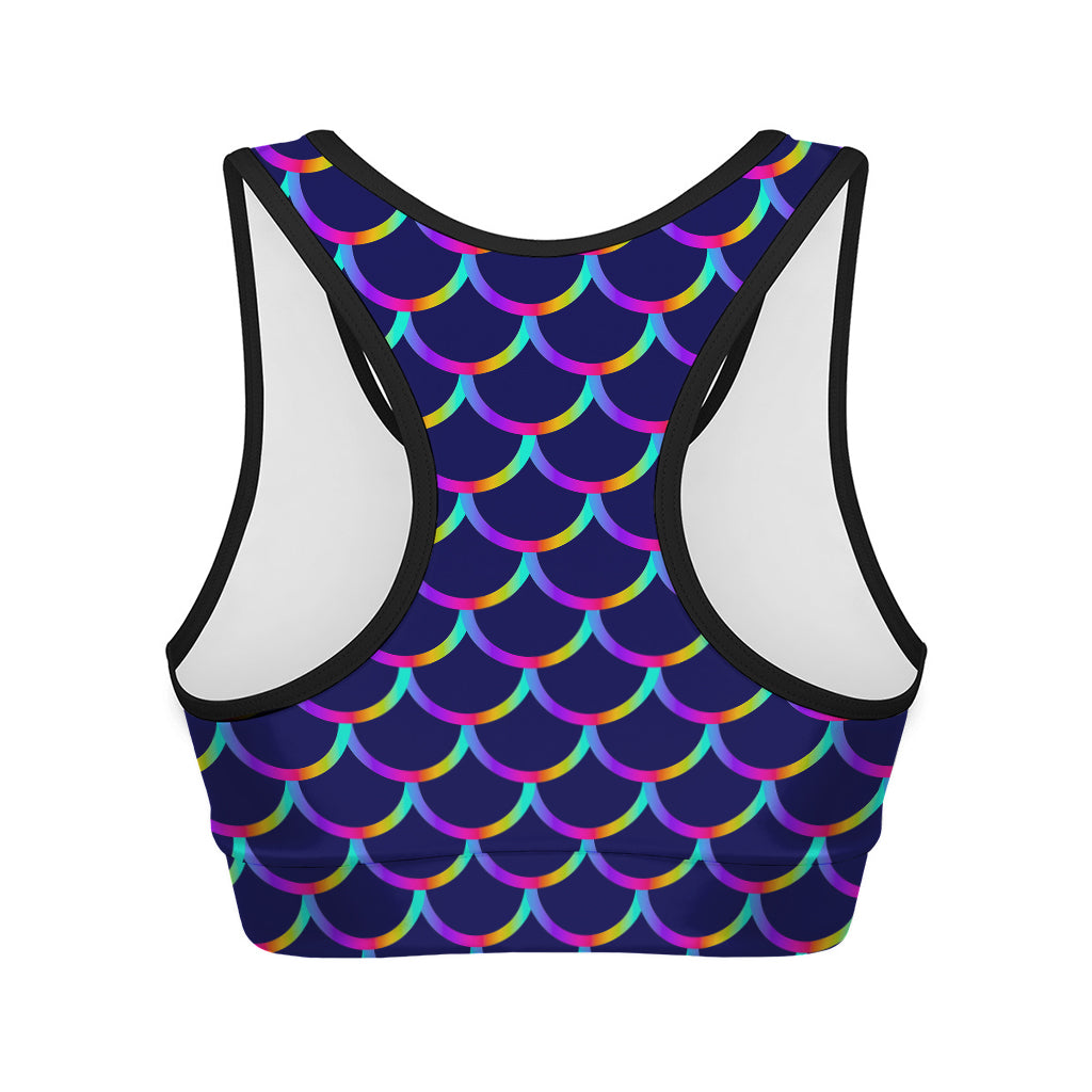 Mermaid Scales Pattern Print Women's Sports Bra