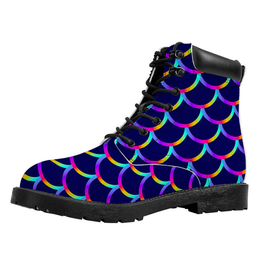 Mermaid Scales Pattern Print Work Boots