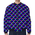 Mermaid Scales Pattern Print Zip Sleeve Bomber Jacket