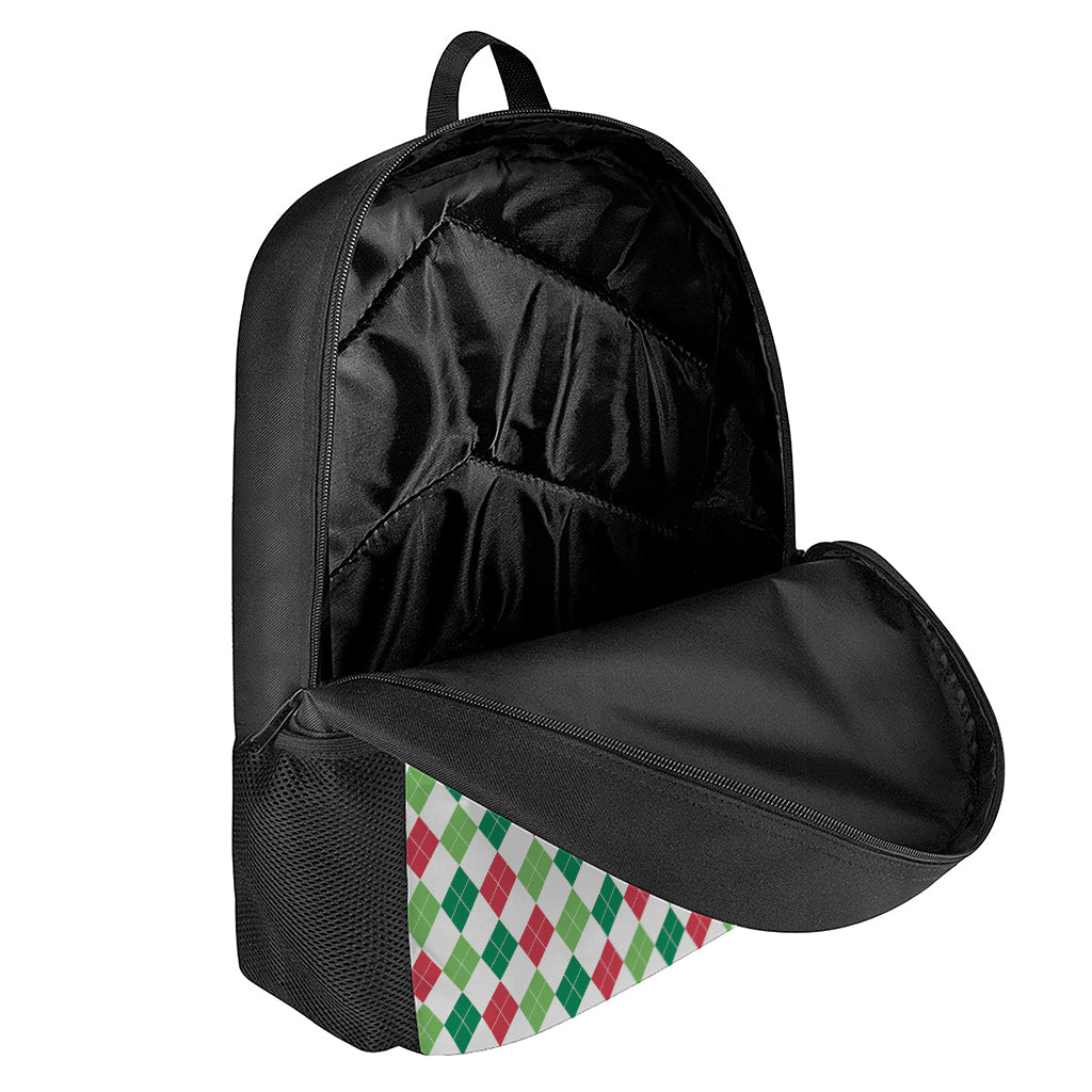 Merry Christmas Argyle Pattern Print 17 Inch Backpack