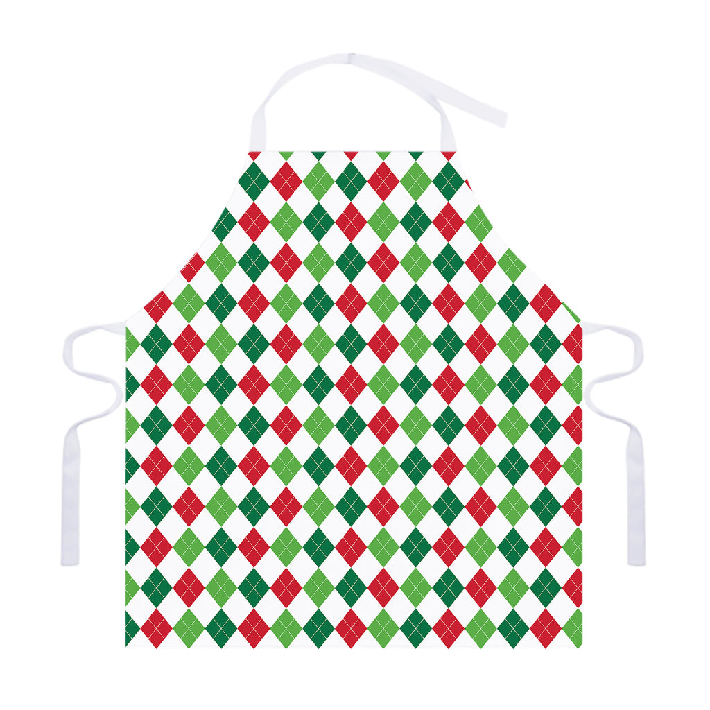 Merry Christmas Argyle Pattern Print Adjustable Apron