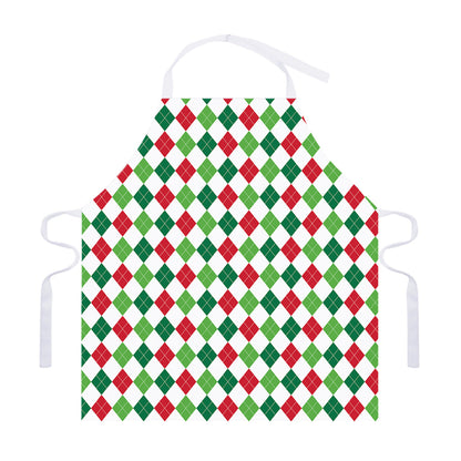 Merry Christmas Argyle Pattern Print Adjustable Apron