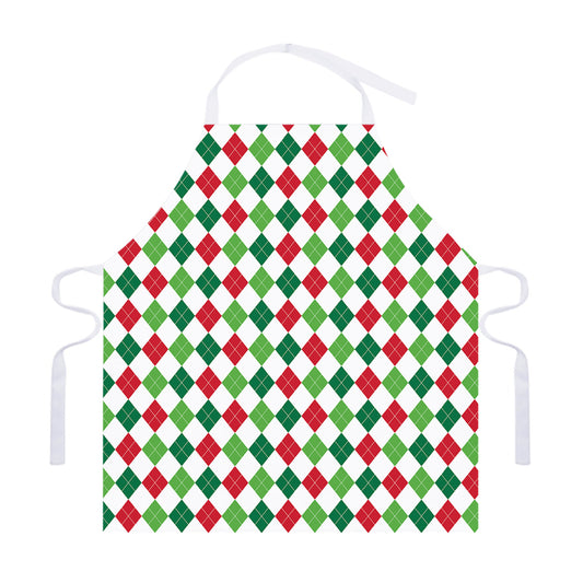 Merry Christmas Argyle Pattern Print Adjustable Apron