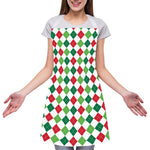 Merry Christmas Argyle Pattern Print Adjustable Apron