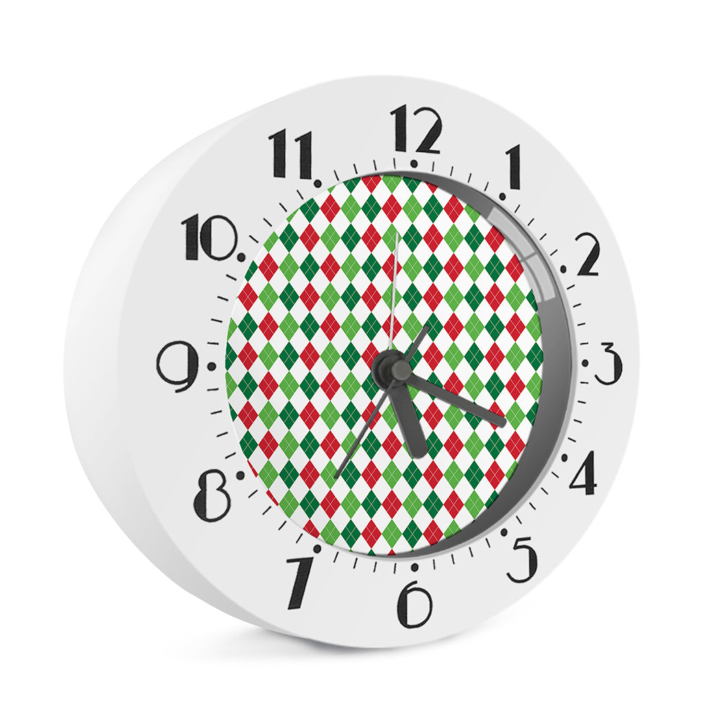 Merry Christmas Argyle Pattern Print Alarm Clock