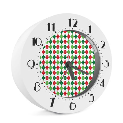 Merry Christmas Argyle Pattern Print Alarm Clock