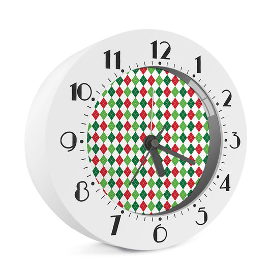 Merry Christmas Argyle Pattern Print Alarm Clock