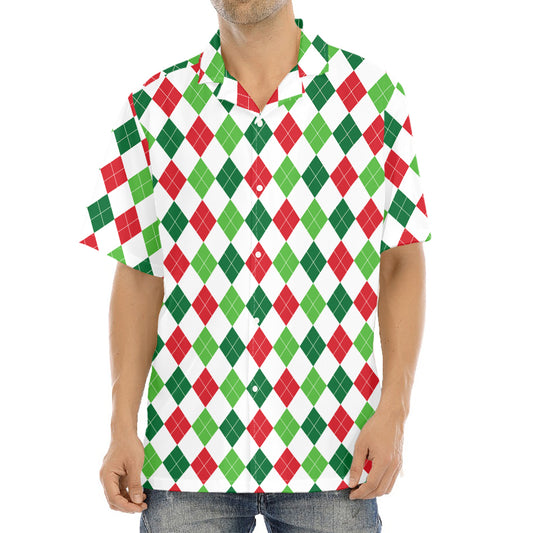 Merry Christmas Argyle Pattern Print Aloha Shirt