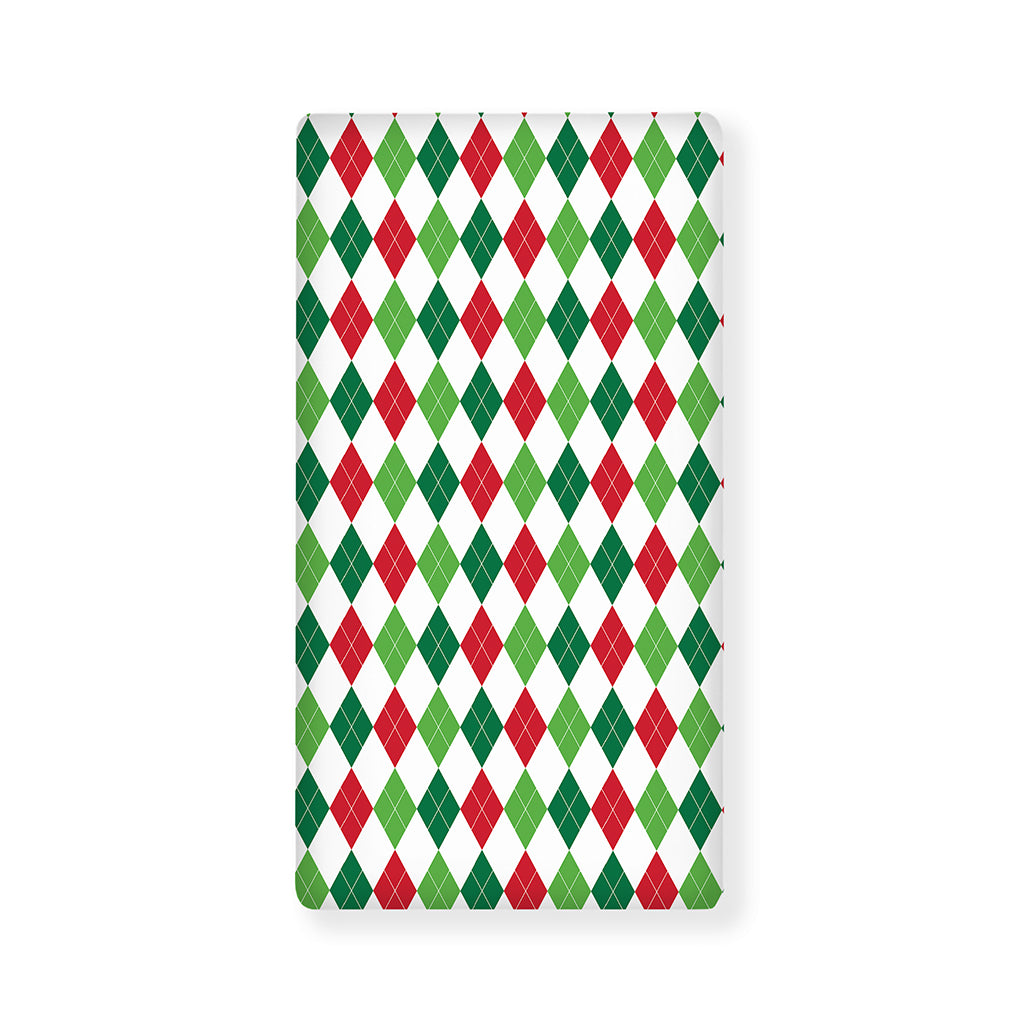 Merry Christmas Argyle Pattern Print Baby Crib Sheet