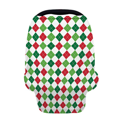 Merry Christmas Argyle Pattern Print Baby Seat Cover