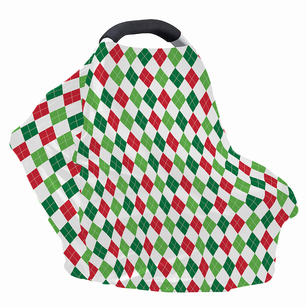 Merry Christmas Argyle Pattern Print Baby Seat Cover