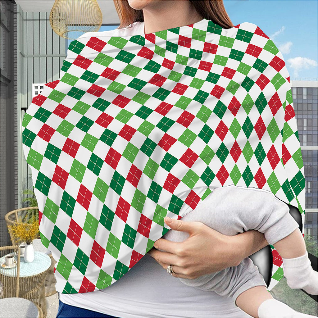 Merry Christmas Argyle Pattern Print Baby Seat Cover