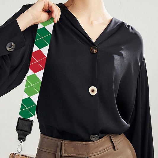 Merry Christmas Argyle Pattern Print Bag Strap