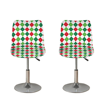 Merry Christmas Argyle Pattern Print Bar Stool Covers