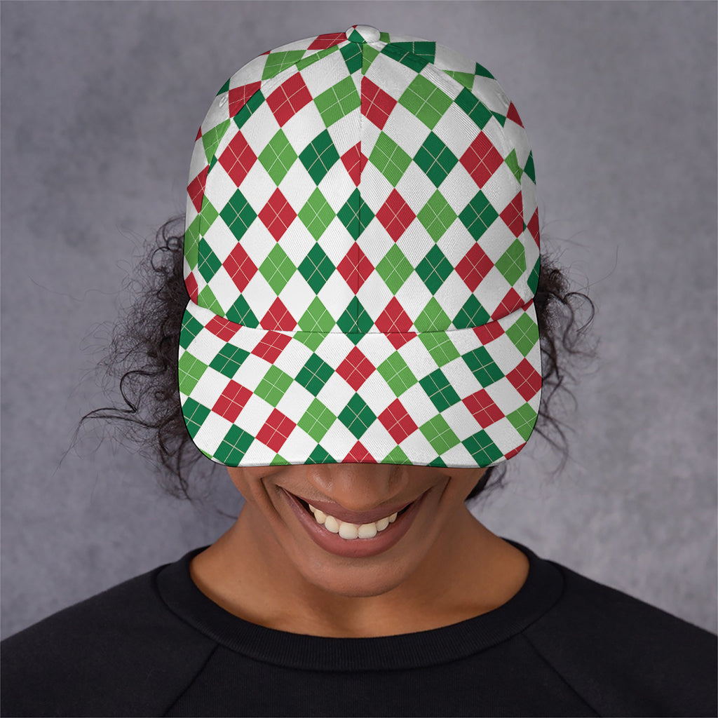 Merry Christmas Argyle Pattern Print Baseball Cap