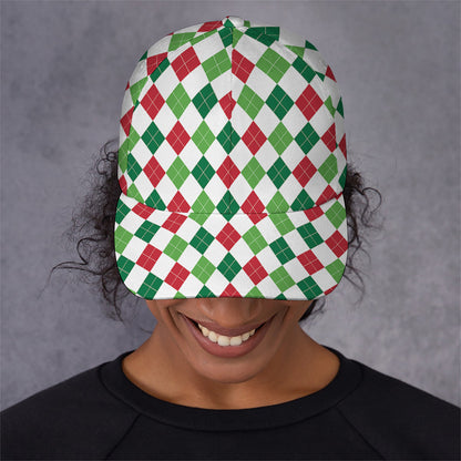 Merry Christmas Argyle Pattern Print Baseball Cap