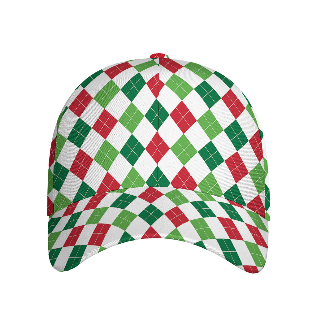 Merry Christmas Argyle Pattern Print Baseball Cap