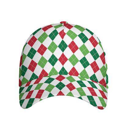 Merry Christmas Argyle Pattern Print Baseball Cap
