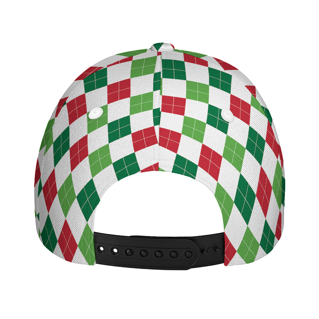 Merry Christmas Argyle Pattern Print Baseball Cap