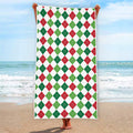 Merry Christmas Argyle Pattern Print Beach Towel