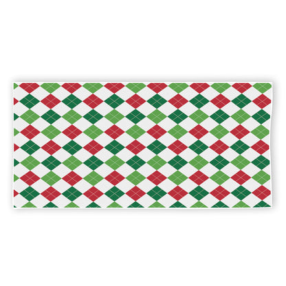 Merry Christmas Argyle Pattern Print Beach Towel