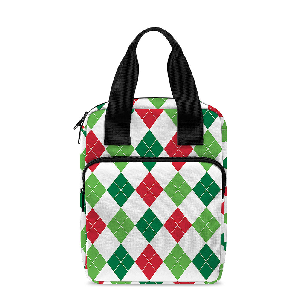 Merry Christmas Argyle Pattern Print Bible Tote Bag