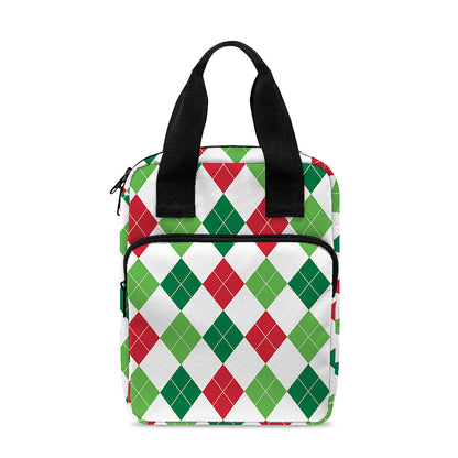 Merry Christmas Argyle Pattern Print Bible Tote Bag