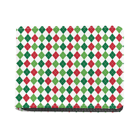 Merry Christmas Argyle Pattern Print Bifold Wallet