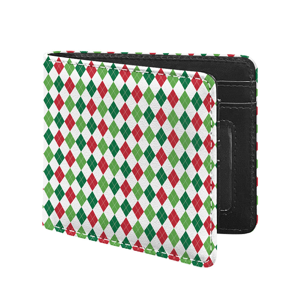 Merry Christmas Argyle Pattern Print Bifold Wallet