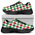 Merry Christmas Argyle Pattern Print Black Chunky Shoes