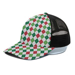 Merry Christmas Argyle Pattern Print Black Mesh Trucker Cap