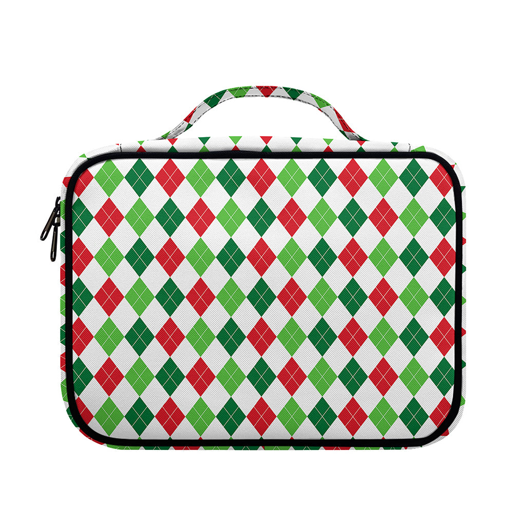 Merry Christmas Argyle Pattern Print Briefcase Bible Bag