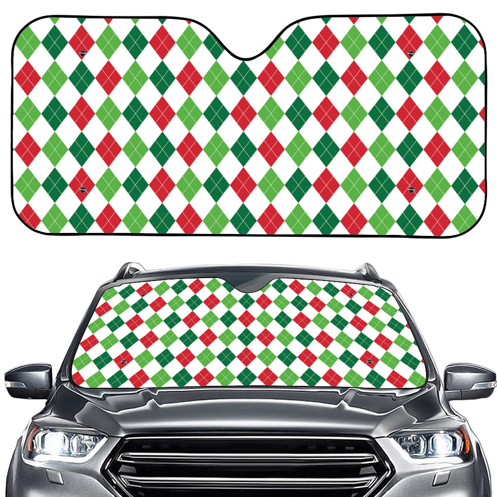 Merry Christmas Argyle Pattern Print Car Windshield Sun Shade