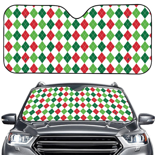 Merry Christmas Argyle Pattern Print Car Windshield Sun Shade
