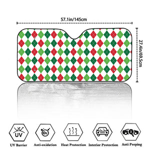 Merry Christmas Argyle Pattern Print Car Windshield Sun Shade