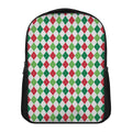 Merry Christmas Argyle Pattern Print Casual Backpack