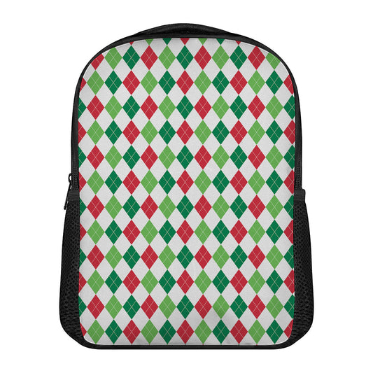 Merry Christmas Argyle Pattern Print Casual Backpack