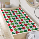 Merry Christmas Argyle Pattern Print Changing Pad Cover