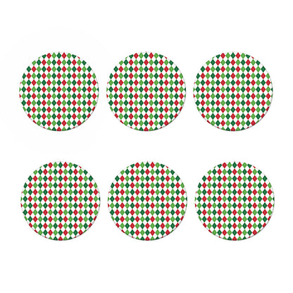 Merry Christmas Argyle Pattern Print Coaster Set