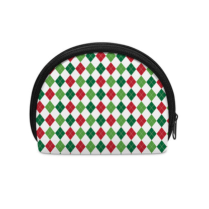 Merry Christmas Argyle Pattern Print Coin Purse