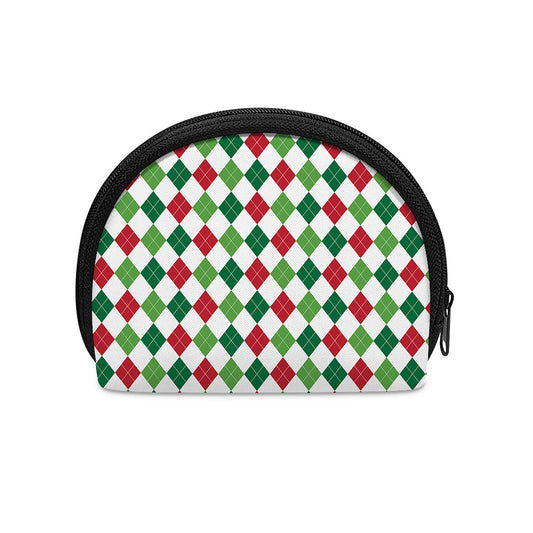 Merry Christmas Argyle Pattern Print Coin Purse