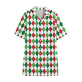 Merry Christmas Argyle Pattern Print Cotton Hawaiian Shirt