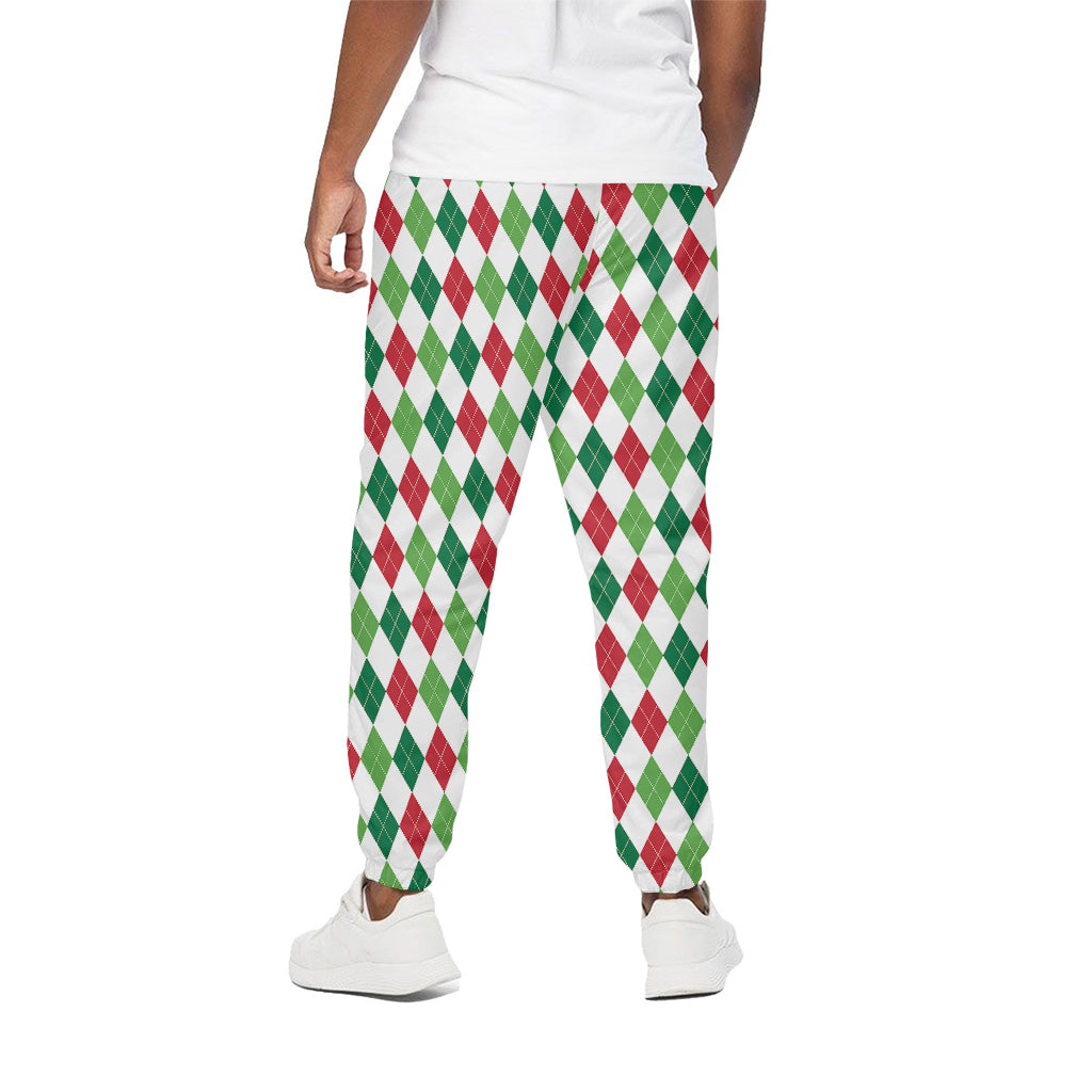 Merry Christmas Argyle Pattern Print Cotton Pants