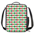 Merry Christmas Argyle Pattern Print Crossbody Lunch Bag