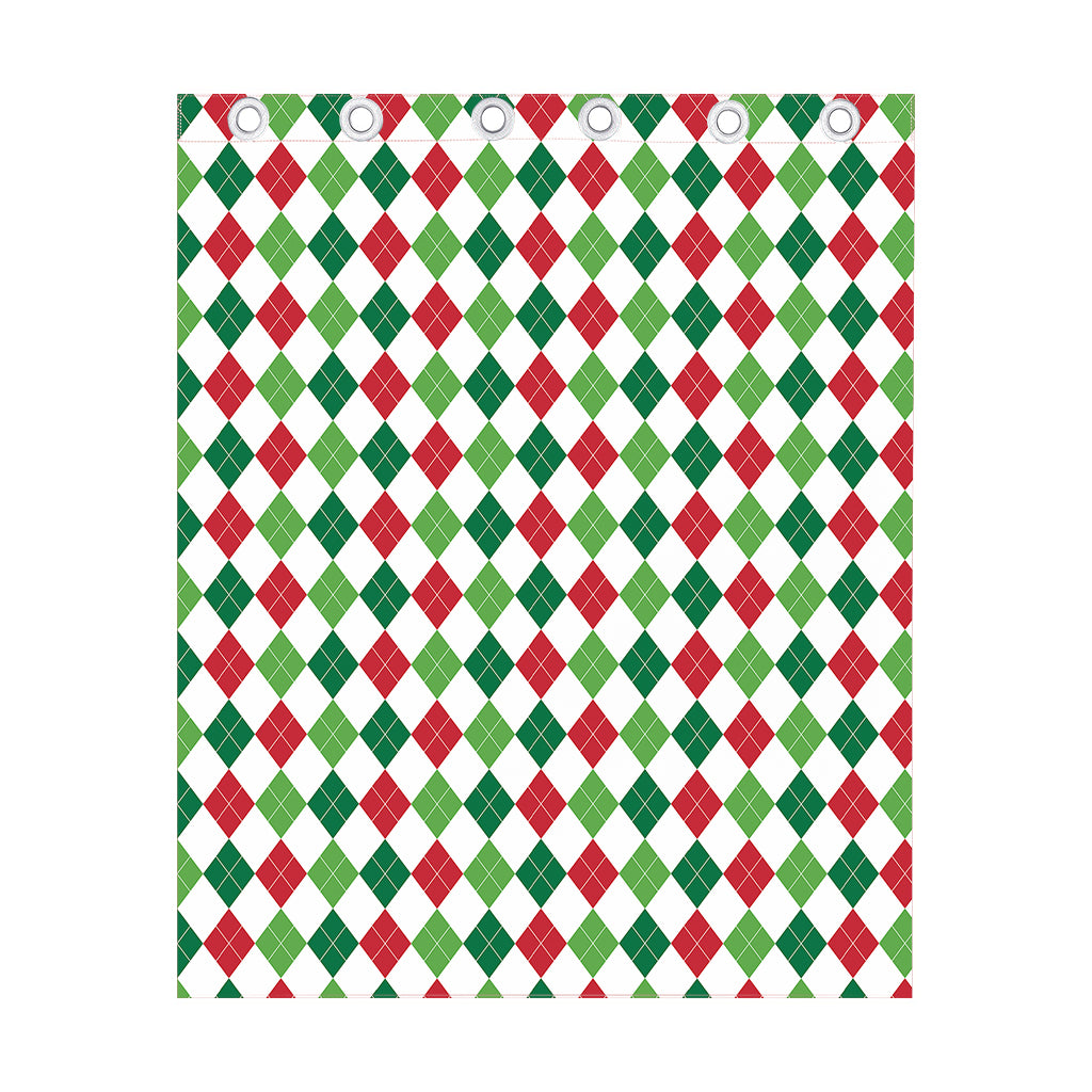 Merry Christmas Argyle Pattern Print Curtain