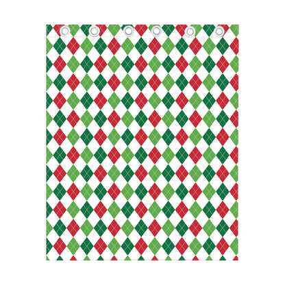 Merry Christmas Argyle Pattern Print Curtain