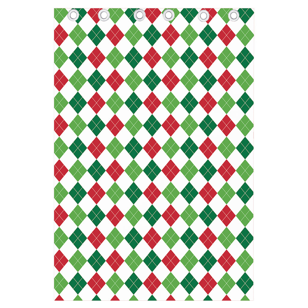 Merry Christmas Argyle Pattern Print Curtain
